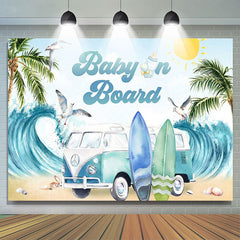 Baby An Planke Surfen Sommer Geschlecht Aufdecken Hintergrund