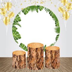 Grün Blätter Holz Einfach Runden Geburtstag Hintergrund Bausatz