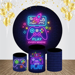 Kreis Ziegel Wand Neon Spiele Geburtstag Hintergrund Bausatz