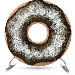 Braun Creme Pulverisiert Zucker Krapfen Kreis Hintergrund