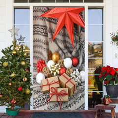 Decke Geschenk Rot Blatt Fröhlich Weihnachten Tür Abdeckung