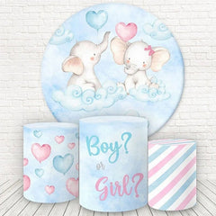 Blau Und Rosa Elefant Runden Baby Dusche Hintergrund Bausatz