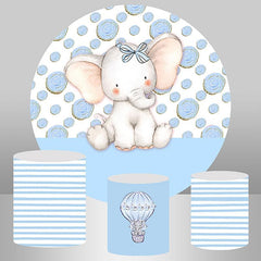 Blau Niedlich Elefant Jungen Kreis Baby Dusche Hintergrund