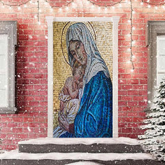 Blau Gelb Heilig Frau Baby Weihnachten Tür Abdeckung