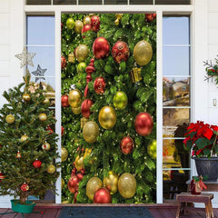 Weihnachten Baum Bälle Greene Tür Abdeckung Dekoration