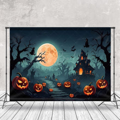 Nebelig Wald Kürbis Hexe Gruselig Halloween Hintergrund
