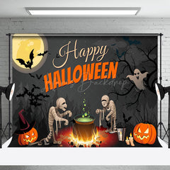 Geist Schädel Kürbis Wald Glücklich Halloween Party Hintergrund