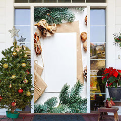 Grün Blätter Weiß Papier Planke Weihnachten Tür Abdeckung