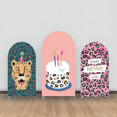 Grün Rosa Kuchen Leopard Geburtstag Bogen Hintergrund Bausatz