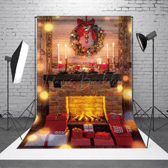 Lofaris Girlande Halo Kamin Weihnachten Foto Hintergrund