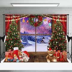 Lofaris Fröhlich Weihnachten Fenster Schnee Szene Foto Hintergrund