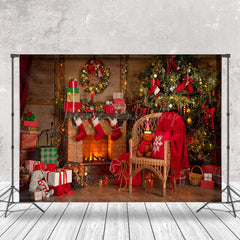 Lofaris Warm Drinnen Zimmer Kamin Festlich Weihnachten Hintergrund