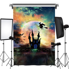 Mond Schrecklich Nacht Beängstigend Schloss Hexe Halloween Hintergrund