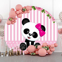 Rosa Weiß Blumen Panda Mädchen Runden Geburtstag Hintergrund