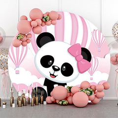 Rosa Weiß Heiß Ballon Panda Runden Geburtstag Hintergrund