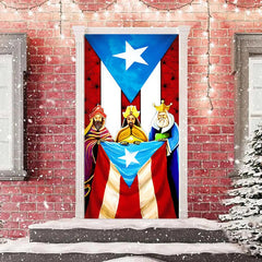 Puerto Rico Flagge Könige Fröhlich Weihnachten Tür Abdeckung