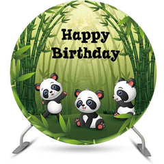 Runden Grün Bambus Wald Panda Geburtstag Hintergrund