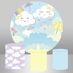 Runden Liebe Regenbogen Weiß Wolken Baby Dusche Hintergrund