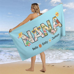 Himmel Blau Oma Brauch Strand Handtuch mit Kinder Name