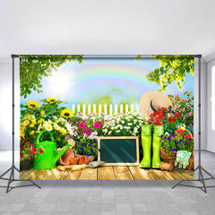 Sonnenblumen Und Regenbogen Sonnig Sommer Hintergrund Für Mädchen