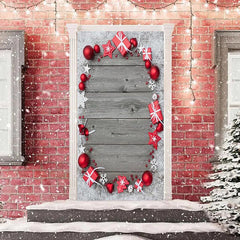 Holz Planke Weihnachten Ball Geschenke Schneeflocke Tür Abdeckung