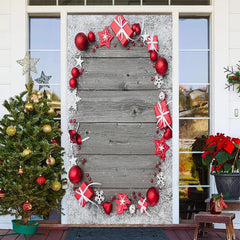 Holz Planke Weihnachten Ball Geschenke Schneeflocke Tür Abdeckung