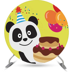 Gelb Niedlich Panda Kuchen Runden Glücklich Geburtstag Hintergrund