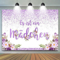 Es ist A Mädchen Lila Blumen Baby Dusche Hintergrund