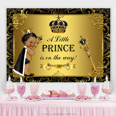 A Wenig Prinz Schwarz Gold Klassisch Babydusche Hintergrund