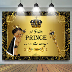 A Wenig Prinz Schwarz Gold Klassisch Babydusche Hintergrund