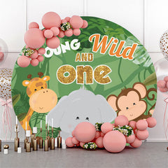 Tiere Jung Wild Eins 1 Geburtstag Kreis Hintergrund