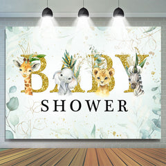 Baby Tiere Und Grün Pflanzen babydusche Hintergrund Junge