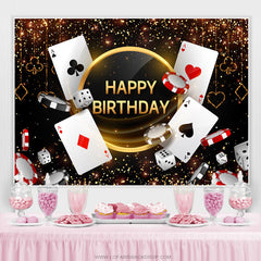 Schwarz Gold Bokeh Funkeln Poker Karte Geburtstag Hintergrund