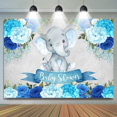 Blau Blumen Baby Elefant babydusche Hintergrund für Junge