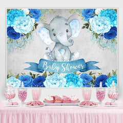 Blau Blumen Baby Elefant babydusche Hintergrund für Junge