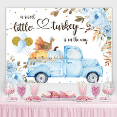 Blau LKW Und Blumen Kürbis babydusche Hintergrund