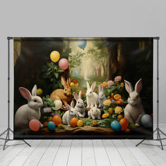 Hase Eier Ballon Blumen Wald Ostern Hintergrund