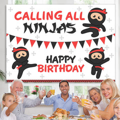 Berufung Alle Ninjas Karikatur Glücklich Geburtstag Hintergrund