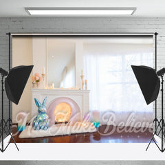 Klar Zimmer Kamin Hase Ornament Ostern Hintergrund