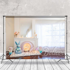 Klar Zimmer Kamin Hase Ornament Ostern Hintergrund