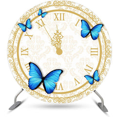 Uhr Und Schmetterling Einfach Runden Geburt Hintergrund