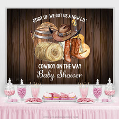 Lofaris Cow Boy Is On The Way Brown Wood Baby Shower Backdrop