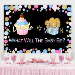 Lofaris Cupcake Or Stud Muffin Gender Backdrop For Baby Shower