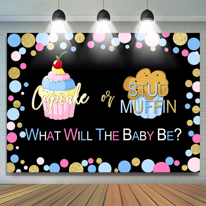 Lofaris Cupcake Or Stud Muffin Gender Backdrop For Baby Shower