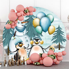 Niedlich Pinguin Winter Schneemann Ballon Runden Hintergründe