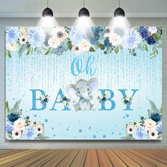 Elefant Und Blume Funkeln Blau Babydusche Backdorp