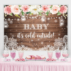 Blumen Und Funkeln Schneebedeckt Winter babydusche Hintergrund