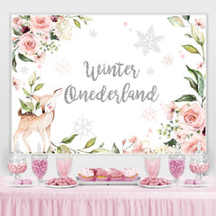 Blumen Kitz Winter Onederlan Hintergrund für babydusche