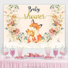 Funkeln Blumen Fuchs Mutter Babydusche Party Hintergrund