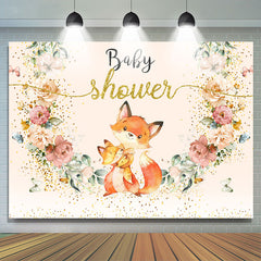 Funkeln Blumen Fuchs Mutter Babydusche Party Hintergrund